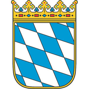 Kleines Staatswappen mit blau-weißen Rauten